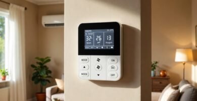 Muestra un controlador de aire acondicionado inteligente