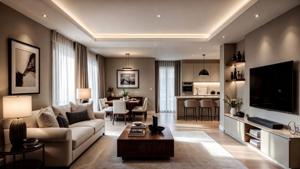 Muestra un salón de una casa con las tendencias domóticas 2026