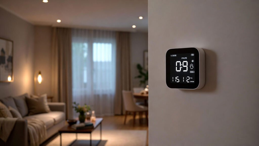 Muestra un sensor de temperatura y humedad domótica