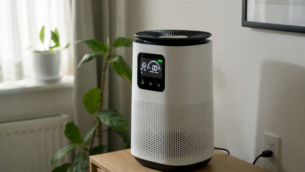 Muestra un purificador para mejora la calidad del aire interior
