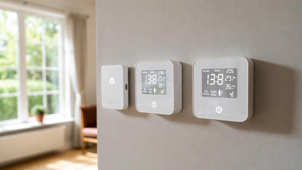 Muestra varios sensores de temperatura y humedad domóticos.