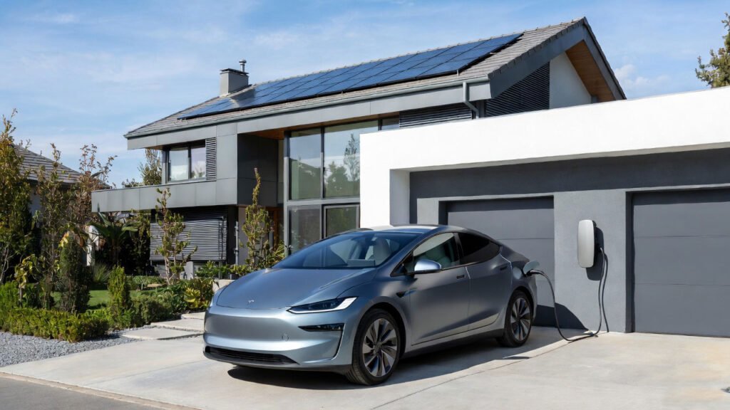 Un coche recargándose en uno de los cargadores bidireccionales